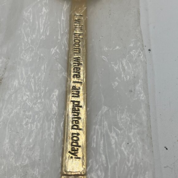 Gold Souvenir Spoon With Floral Enamel Design & "I Will Bloom Where I Am Planted - Picture 6 of 6
